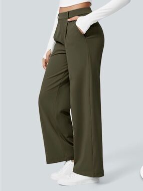 Halara L Tall High-Rise Wide Leg Pants in Olive Green